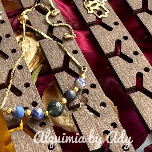 Lapis Lazuli gold statement bracelet - Picture 1 of 1